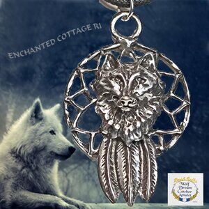 🐺 𝐖𝐎𝐋𝐅 𝐃𝐑𝐄𝐀𝐌 𝐂𝐀𝐓𝐂𝐇𝐄𝐑 Protection Amulet Pendant+Cord+ Story Card
